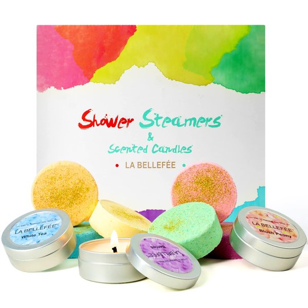 9 Packs Shower Steamers Scented Candles Set Christmas Gifts from Daughter Christmas Decorations, Shower Bombs Tablets with Essential Oils for Relaxation Spa, Teacher Gifts Birthday Gifts for Women