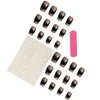 Gold French Tip on Nails Short Square Press on Nails Black Fake Nails Glitter Design Glue on Nails Acrylic 24 Pcs False Nails for Women Girls