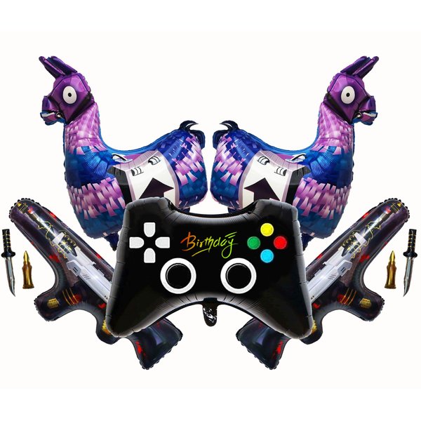 Video Game Party Balloons Game on Balloons Video Game Controller Aluminum Foil Balloon Gun Balloons Alpaca Balloon for Birthday Party and Game Party Decoration 5pcs