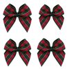 VIVIQUEN 50pcs Mini Gingham Ribbon Bows Checkered Ribbon Flowers Plaid Ribbon Bow Appliques DIY Craft for Sewing, Scrapbooking, Wedding, Gift (Gingham-Christmas)