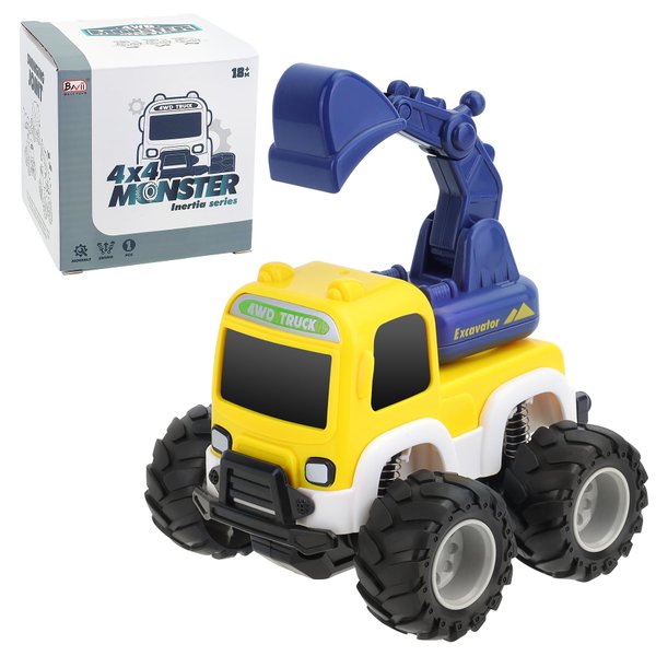 Cars Toy for 18m+ Years Old - Baby Toy Cars for Toddlers Push and Go Friction Powered Construction Truck Toys Plastic Action Vehicle Excavator Toy with Playmat Storage Bag for Kids Boys Birthday Gifts