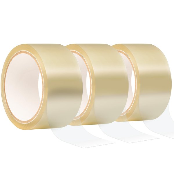 Tapewell Shipping Tape Rolls - Clear Packing Tape 1.88 Inch Wide - Box Tape for Moving - Packing Tape Refills for Dispenser - 3 Pack Clear Tape Rolls - 164 Yards