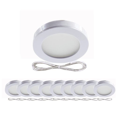 VST 12V Super Bright and Ultra-Thin Under Cabinet Lighting, Recessed or Surface Mount Dimmable Led Puck Light, Natural White,Driver not Included (10pack, White-4000K)