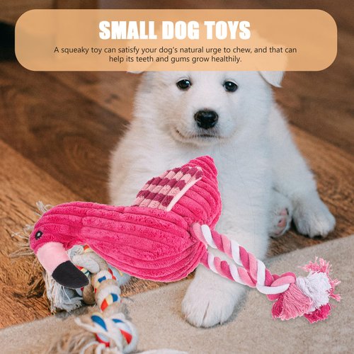 POPETPOP Dog Rope Toys, Cute Flamingo Dog Squeaky Teething Toys, Girl Dog Plush Toys, Pet Chew Rope Toys for Dog Cat Puppy Teeth Cleaning