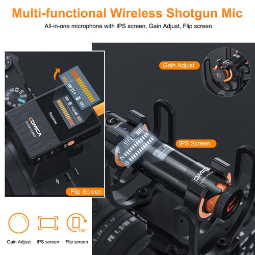 comica VM30 Shotgun Microphone, with Wireless Modes, USB C Digital Output, 75/150Hz, Super-Cardioid Universal Video Microphone for Filmmakers, Vloggers - Wireless Mic for Camera, Smartphone, and PC