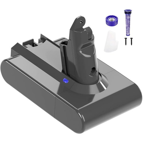 6000mAh 21.6V V6 Battery Replacement Compatible with Dyson V6 Battery VTC4 SV03 SV04 SV09 DC58 DC59 DC62 for Dyson V6 Animal V6 Absolute V6 Slim Battery V6 Cordless Vacuum Battery with Filter Parts