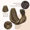 GOO GOO Clip in Hair Extensions Real Human Hair, 20inch 110g 7Pcs, 4/27/4 Balayage Chocolate Brown to Caramel Blonde, Remy Human Hair Extensions Clip ins for Women, Natural Human Hair