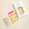 Yellow Press on Nails Medium Square Fake Nails Full Cover False Nails with Design Swirl Stick on Nails Solid Color Nails Press Ons Cute Glossy Acrylic Glue on Nails for Women Girls Manicure Set 24Pcs