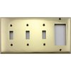Polished Brass 4 Gang Switch Plate - 3 Toggle Light Switch Openings 1 GFI/Rocker Opening