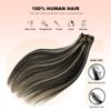 Real Hair Clip in Extensions, OiMiGO Blonde Highlighted Clip in Human Hair Extensions Honey Blonde Highlights Black Hair Extensions 7 Pieces 18 Inch 70g Invisible Clips Straight Clip on Extension