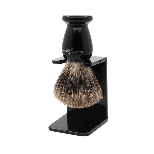 Edwin Jagger 1EJ946SDS Classic Badger Shaving Brush with Stand for Shaving Cream or Soap for Men (Imitation Ebony)