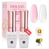 SAVILAND Builder Nail Gel: Clear Pink Gel Builder for Nail Thickening Castor Oil Vitamin E Extension Gel Strengthener Gel Builder in a Bottle LED Nail Lamp Cured Hard Gel Home Nail Care Repair