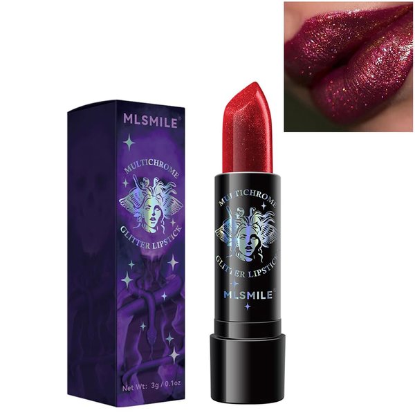 BEUKING Glitter Shimmer Lipstick 6 Colors Waterproof Long Lasting Diamond Pearlescent Metallic Lip Gloss Women Lips Makeup Cosmetic for Masquerade, Cosplay, Halloween Dailyday Makeup (05#)
