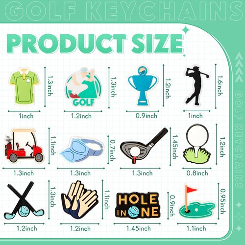 Batiyeer 36 Pack Sports Keychains Sports Ball Key Ball Keychain Bulk for Sports Birthday Party Favors (Golf Ball)