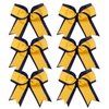 8 Inch 2 Colors 2 Layers 6 Pcs Jumbo Cheerleader Bows Ponytail Holder Cheerleading Bows Hair Elastic Hair Tie for High School College Cheerleading (Navy Blue/Gold)