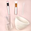 coldchill Silicone Face Mask Mixing Bowl Set, DIY Facemask Mixing Tool Kit with Silicone Mask Bowl, Facial Mask Brush, Bowl Stick Spatula, Face Mask Applicator, Measuring Cup (5 PCS＆White)