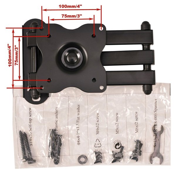VideoSecu Swivel Tilt Full Motion TV Wall Mount Arm 15" Extension for Most 19 22 23 24 26 28 29 32 37 inch LED LCD TV HDTV ML14B A2C