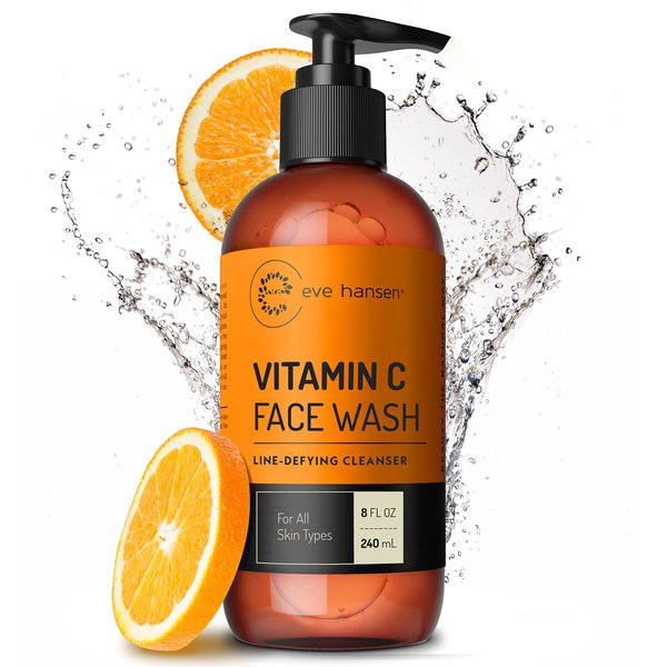 Eve Hansen Vitamin C Cleanser Face Wash - Natural Face Soap with Aloe Vera, Vitamin E & Rosehip Oil - Refreshing, Gentle, Moisturizing, Cruelty-Free Skincare 8 oz