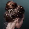 Chunyin Rhinestone Hair Chains Rhinestone Hair Accessories, Hair Extensions Pearl Hair Clip Rhinestone Hair Pins Hair Gems Rhinestones for Braids for Women 6 Count (Gold)