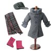 Sophia's 4 Piece Winter Pea Coat, Scarf, Hat and Boots Set for 18'' Dolls, Gray/Pink