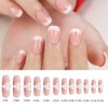 240 Pcs Pink French Short Fake Nails,Acrylic Full Cover Nails Including 12 Different Sizes, Nails Tips Fake Nails (pink)