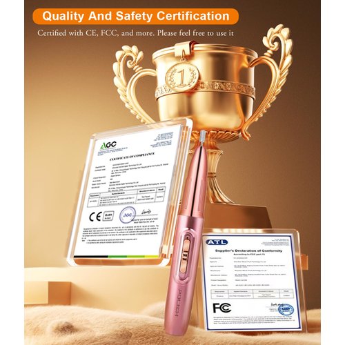 LEDSUUEI Cordless Electric Nail Drill: 30000RPM Professional Electric Nail File for Acrylic Polish Gel Nails Removal Rechargeable Nail Dril with Nail Drill Bits Sanding Bands(Rose Gold)