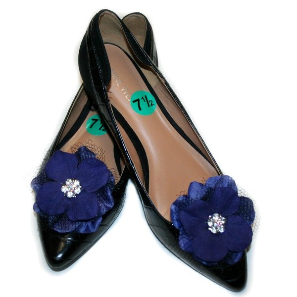 Purple Color Clips for Shoes (2 piece), Purple Flower Shoe Clips, Shoe Accessory