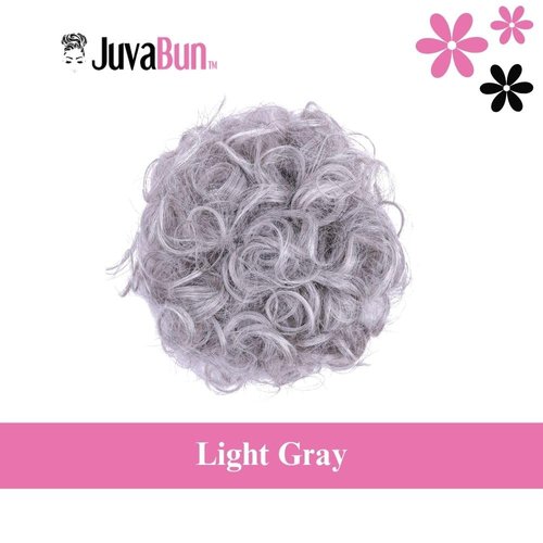 JUVABUN Curled Clip in Hair Buns -Light Gray| Hair Bun Maker | Hair Buns Hair Piece| Curled Hair Bun Scrunchie | Everyday Wear | Washable & Realistic|Hair Bun Clip - Light Gray