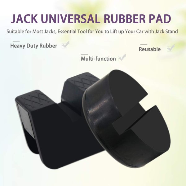 HXXF 2 Types Jack Stand Pads Adapter 4 Ton Universal Rubber Slotted Frame Rail Pinch welds Protector for Jack Stand (Black)