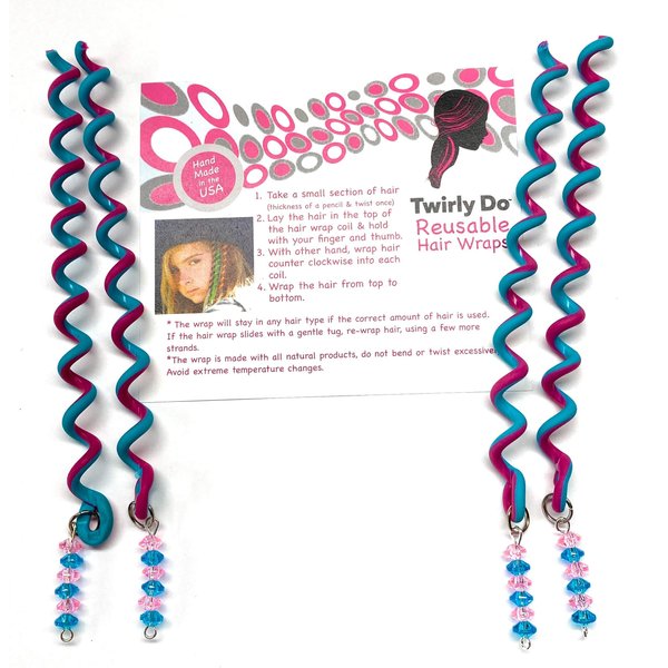 Collect Four (4) Peppermint & Rasperry mix color 5" Twirly Do Reusable Hair Wrap Twist Braid Barrette
