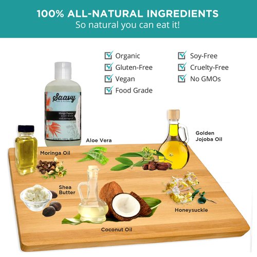 Tahitian Vanilla & Kukui Body Wash | Gluten-Free, Vegan Shower Gel | Natural and Organic Body Soap | 8 oz