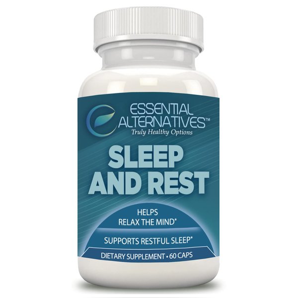 Essential Alternatives Sleep and Rest, Natural Sleep Aid, Supplement with Melatonin, GABA, and Valerian