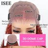 ISEE Reddish Brown Lace Front Wigs Human Hair Pre Plucked 6x4 HD Water Wave Human Hair Wear Go Wig Colored 10A Reddish Brown Frontal Wig 180% Density Glueless Wigs Human Hair Wig 20 Inch