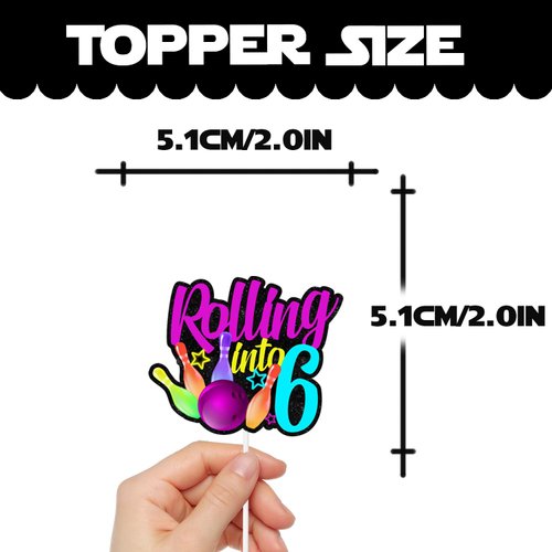 18pcs Glitter Bowling Ball Dessert Cupcake Topper Bowling Rolling into 6 Theme Decor Supplies Boys Girls Happy 6th Birthday Party Decorations