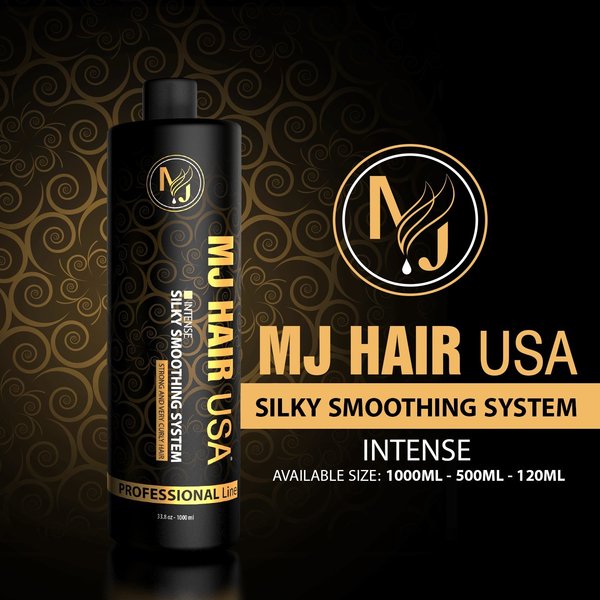 MJ Hair Silky Smoothing System,Professional Brazilian Keratin Treatment 4 oz for strong and curly hair (120 ml- black)