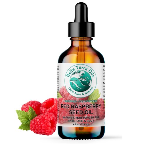 Bella Terra Oils - Red Raspberry Seed Oil 4 oz - Packed with Ellagic Acid & Vitamin A, Embrace the Nutrient-Rich Essence of Raspberry Seed for Skin