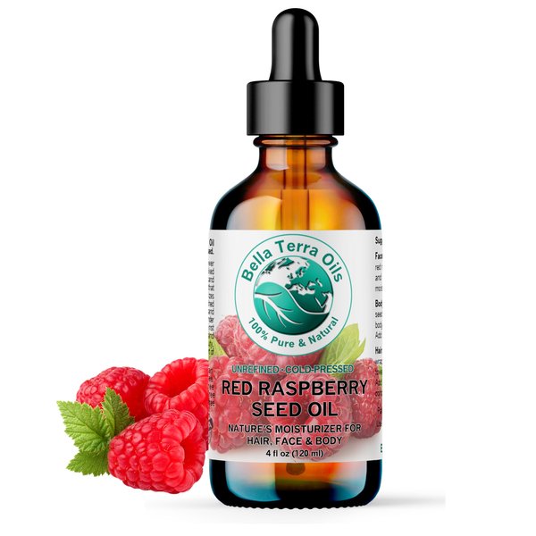 Bella Terra Oils - Red Raspberry Seed Oil 4 oz - Packed with Ellagic Acid & Vitamin A, Embrace the Nutrient-Rich Essence of Raspberry Seed for Skin