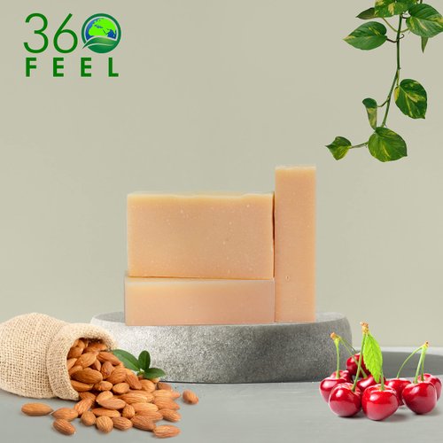 360Feel Cherry Almond Shampoo Bar Soap - Treats Itchy & Dry Scalp - Hair Treatment with Essential Oils - Vegand & Natural Ingredients - TSA Approved - Great for Hair, Body & Beard