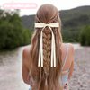 10pcs Hair Clips,Ribbon Bow Hair Ties with Tassel for Girl Women Long Tail bow Solid Satin Bowknot Hair Clips Metal Clips Barrettes for Teen Hair Accessories Black White Beige Blue Pink