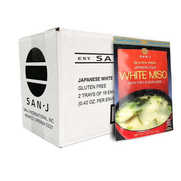 San-J White Miso Soup Envelopes, 0.42-Ounce Envelopes (Pack of 36)