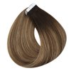 Full Shine 12 Inch Invisible Tape in Hair Extensions Human Hair Adhesive Tape in Extensions Human Hair Balayage Color 2 Darkest Brown Fading to 3 Dark Brown and 27 Honey Blonde 30 Grams 20Pcs