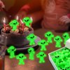 CroBlissful 50 Pcs Mini Alien Figures Glow in The Dark UFO Space Ship Alien Figurines Rubber Tiny Alien Miniatures Small Alien Figurine for Halloween Alien Space Party Favors Hide and Seek Goodie Bag