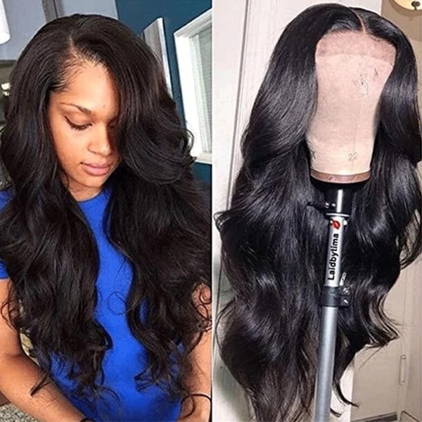 ASVNRES Lace Front Wigs Synthetic Artificial Human Hair Pre-Plucked Glueless Body Wave Frontal Wigs, Black HD Transparent Lace Wigs High-Density Emulation for Black Women Curly Wigs 26 Inch