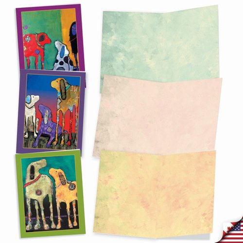 The Best Card Company - 10 Blank Dog Greeting Cards for All Occasions (4 x 5.12 Inch) - Painted Pups M3320