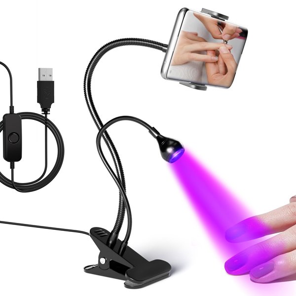 AORAEM LED Nail Lamp 5W LED Light for Nails Quicky-Dry LED Nail Lamp with Phone Holder Gooseneck U V Nail light Nail Dryer for Gel Polish with Portable Curing Lamp for Professional Home DIY Salon