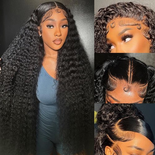 Silinli 200% Density 28 Inch 13x6 Deep Wave Lace Front Wigs Human Hair Curly Human Hair Wig Curly Wet And Wavy Water Wave HD Lace Front Wigs Human Hair Pre Plucked Frontal Wigs Human Hair