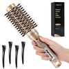 Round Brush for Blow Out, Nano Thermal Ceramic & Ionic Tech Round Barrel Hair Brush with Boar Bristles, Roller Brush for Blow Drying and Styling, 4 Free Clips (2.4 Inch, Barrel 1.3 inch, 32mm)