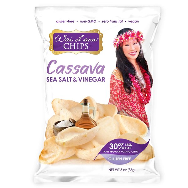 Cassava Chips Sea Salt and Vinegar (12 Pack of 3 Ounce Individual Bags) - Gluten Free, Non-GMO, Vegan, Zero Trans Fats – Wai Lana