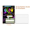 YQV Neon Glow Invitation Birthday Party Invitations, 20-Count Let's Glow Crazy Theme Birthday Party Invites With Envelopes-HBYQK-B02