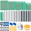 Miuzei PCB Board Prototype Kit for Electronic Projects, Circuit Solder Double-Side Board with 40 Pin 2.54 mm Male to Female Headers Connector, 2P&3P Screw Terminal Block, Solder Flux, Solder Wire